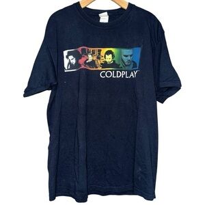 Coldplay Vintage Men’s Size L Navy Blue 2006 Twisted Logic Concert Tour T-Shirt